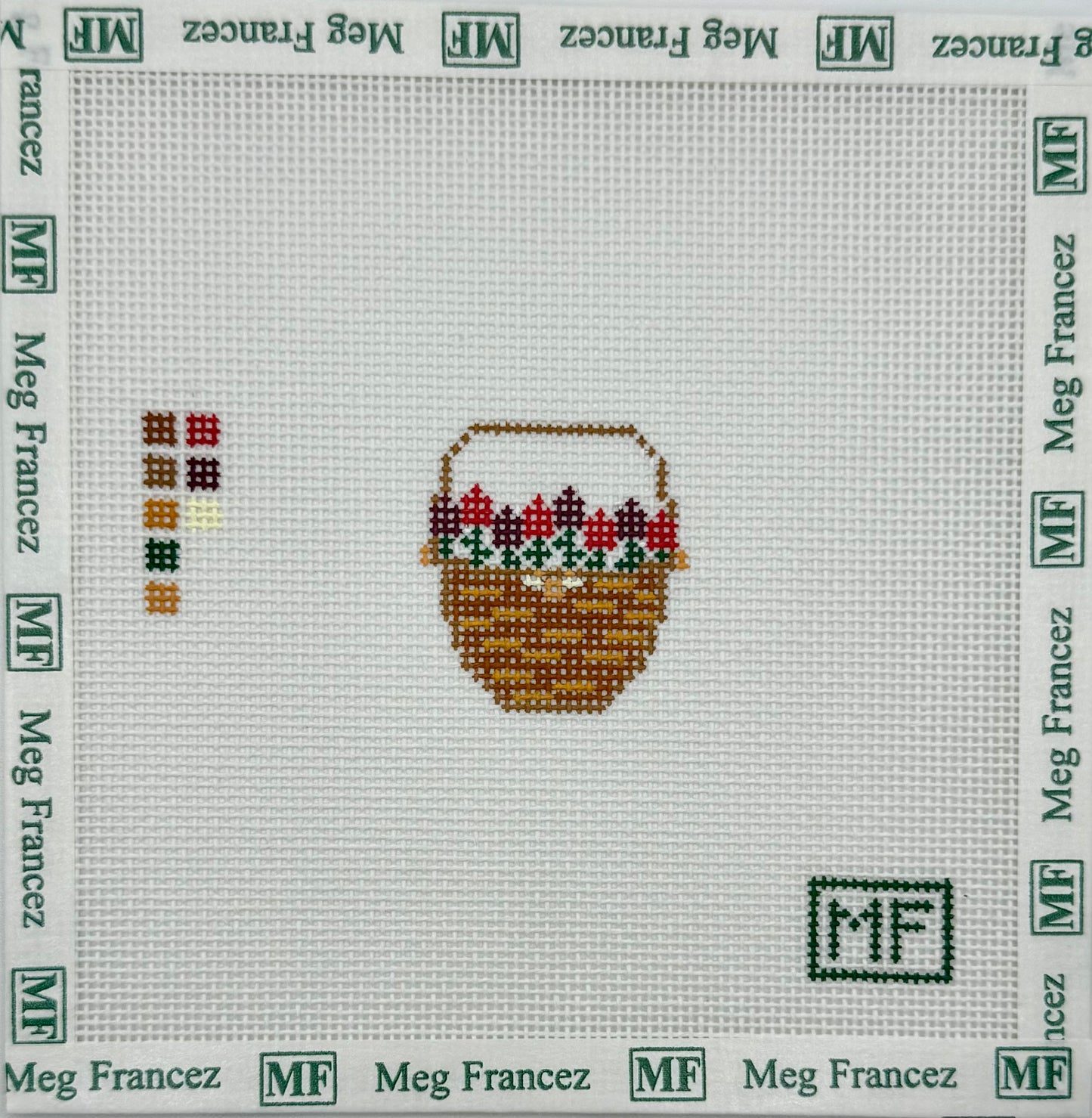 Lightship Basket with Red Flowers Mini
